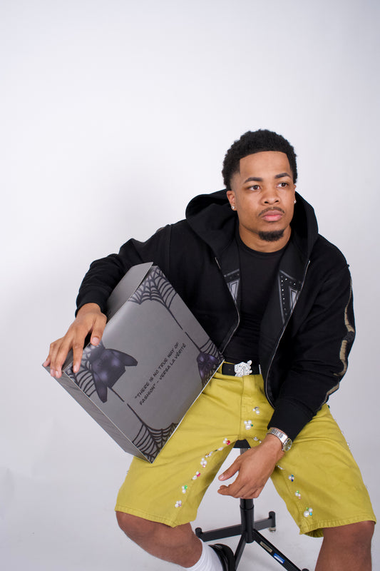 Boxy Embossed 3d Spider Reversible Hoodie