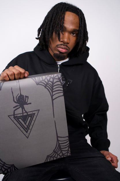 Boxy Embossed 3d Spider Reversible Hoodie