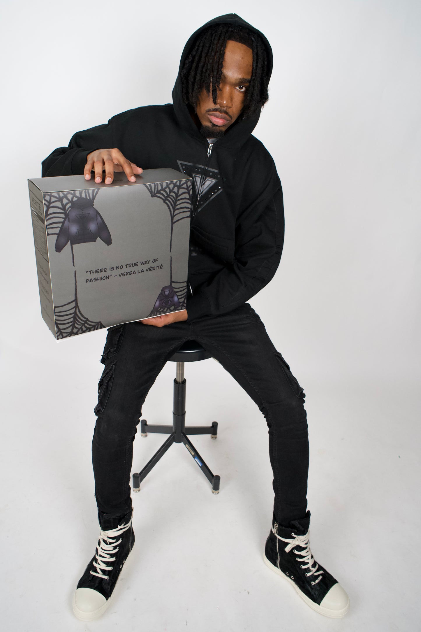 Boxy Embossed 3d Spider Reversible Hoodie