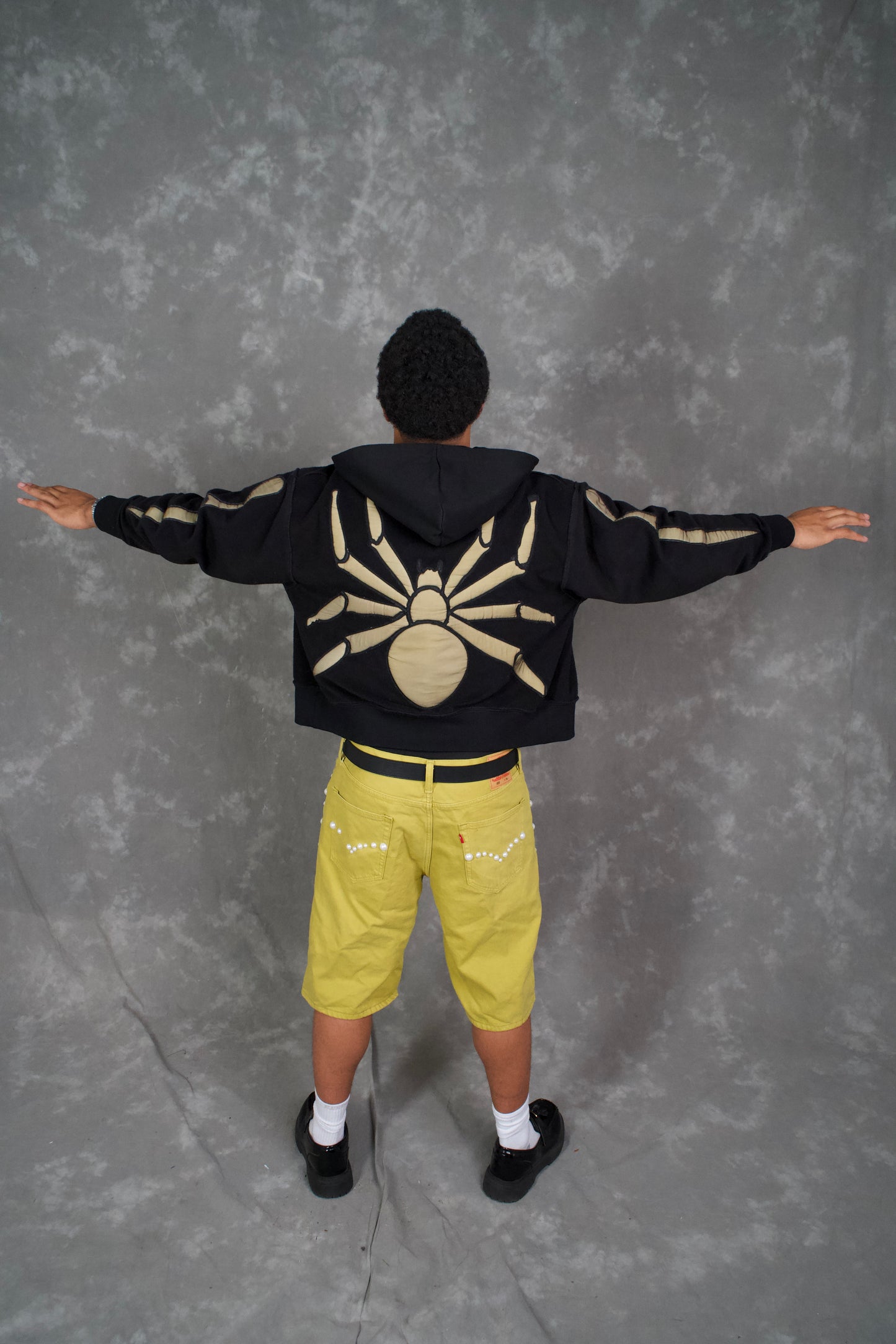 Boxy Embossed 3d Spider Reversible Hoodie